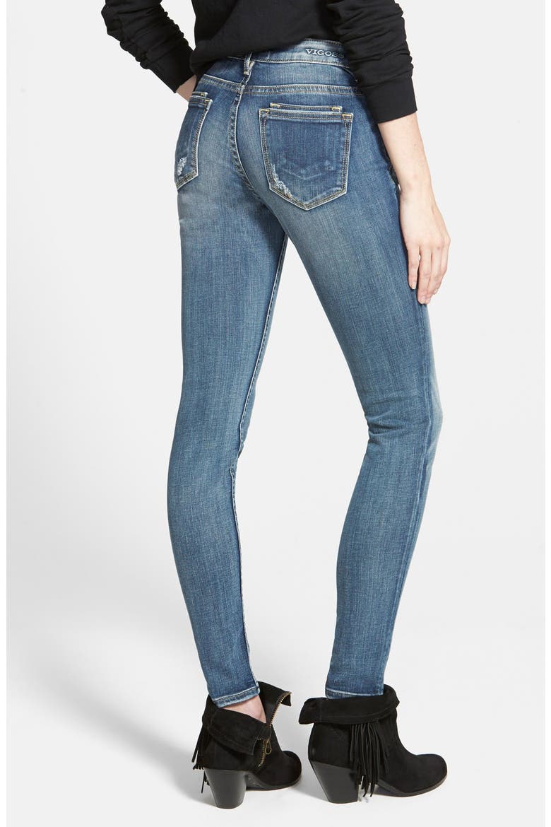 'Dublin' Distressed Skinny Jeans, Alternate, color, MEDIUM WASH