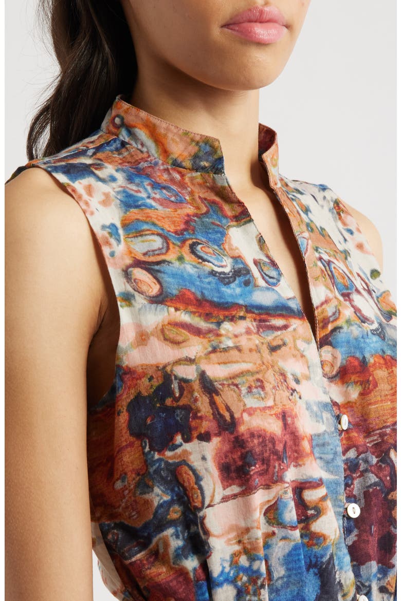 Izora Abstract Print Organic Cotton Midi Shirtdress, Alternate, color, MURANO PRINT