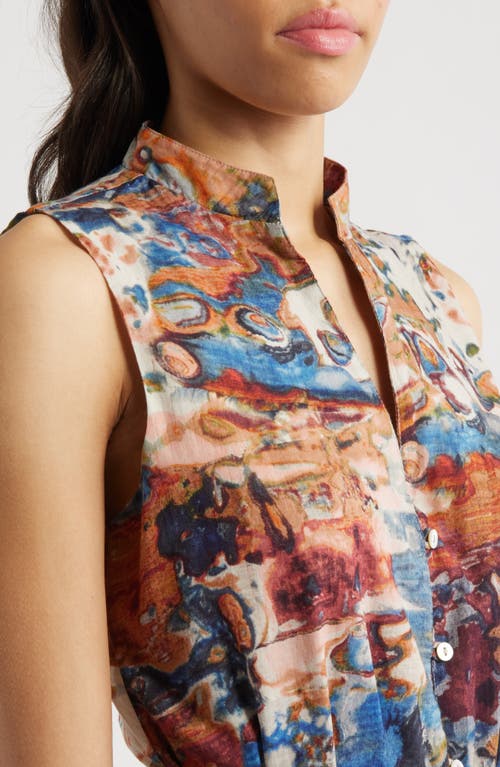 Cleobella Izora Abstract Print Organic Cotton Midi Shirtdress In Murano Print
