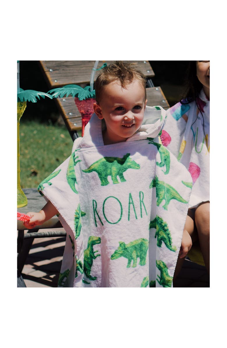 Rae Dunn Roar Kids Hooded Towel & 12 Inch Beach Ball Dinosaur, Alternate, color, Multicolored