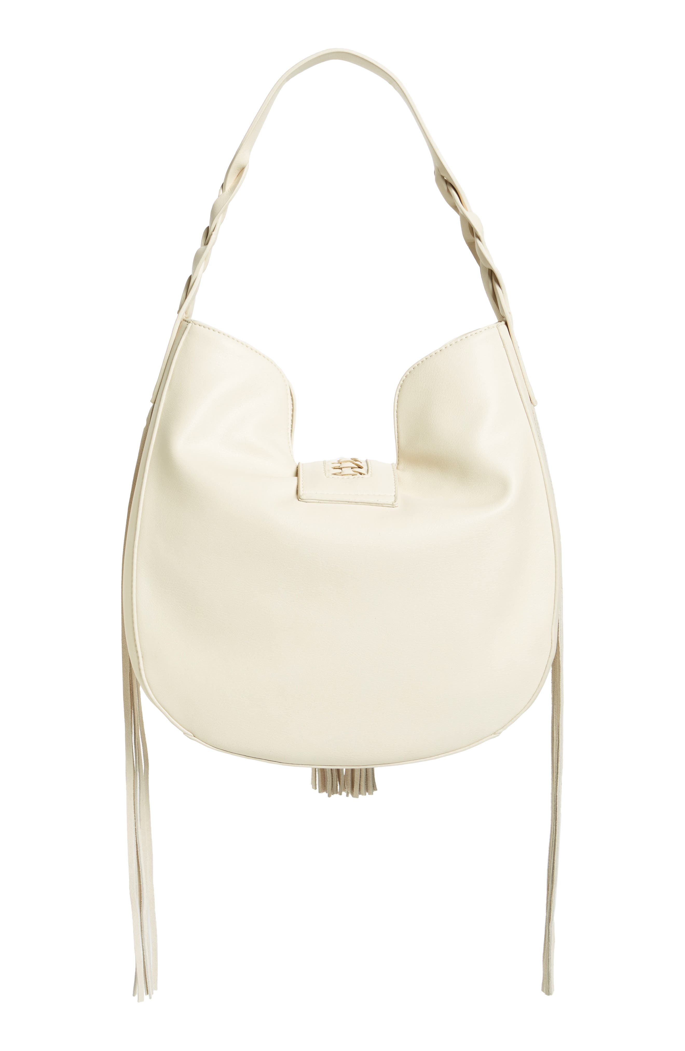 Phase 3 Lace-Up Tassel Faux Leather Hobo, Alternate, color, 