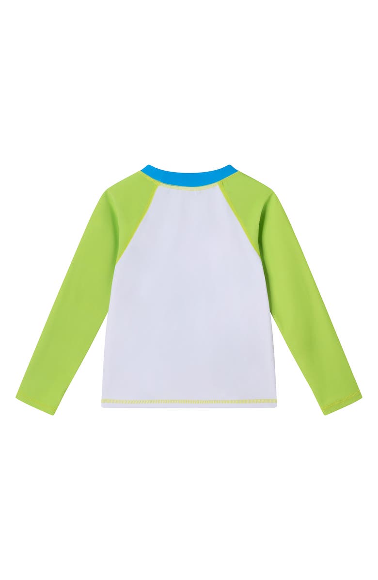 Andy & Evan Long Sleeve Two-Piece Rashguard Swimsuit, Alternate, color, White Lime