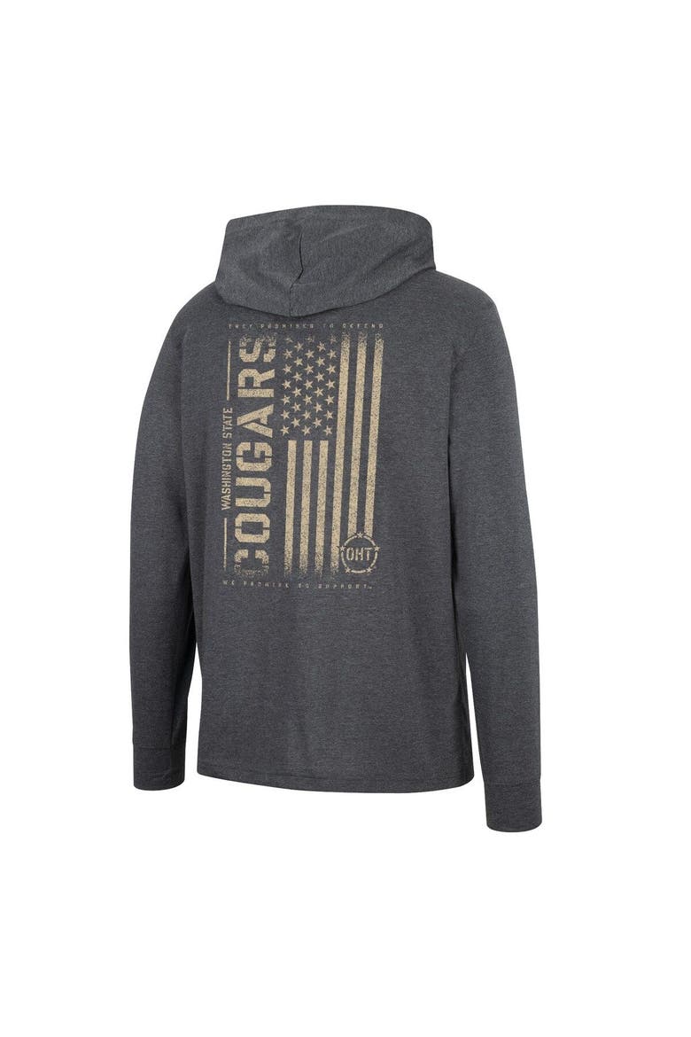 Men's Colosseum Charcoal Washington State Cougars Team OHT Military Appreciation Hoodie Long Sleeve T-Shirt, Alternate, color, Black