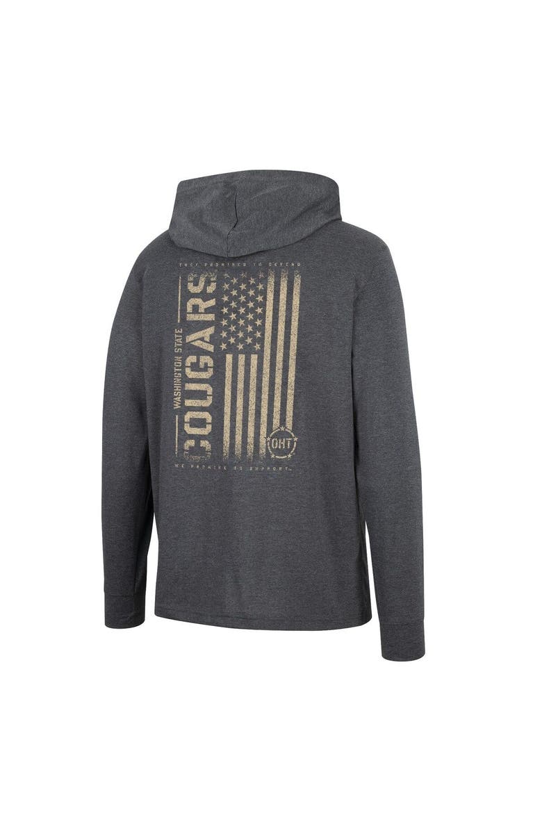 COLOSSEUM Men's Colosseum Charcoal Washington State Cougars Team OHT Military Appreciation Hoodie Long Sleeve T-Shirt, Alternate, color, 