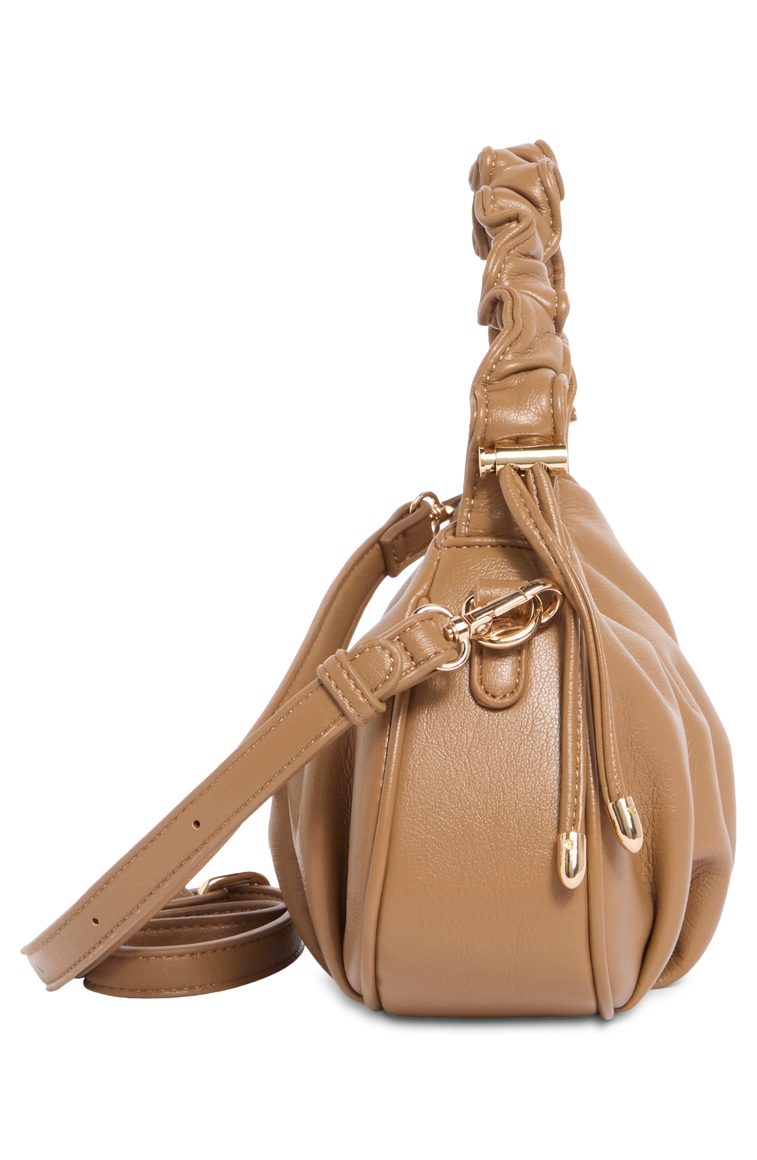 Scrunched Handle Crossbody Bag, Alternate, color, CAMEL