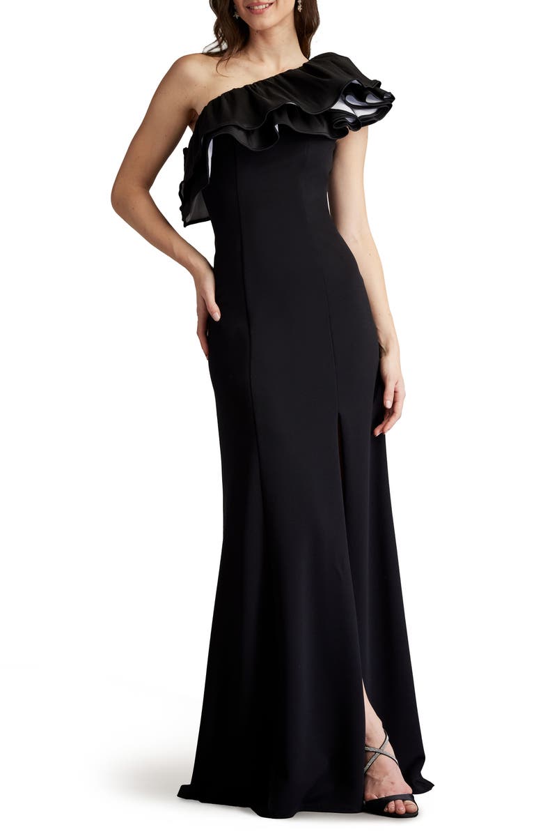 Tadashi Shoji One-Shoulder Ruffle Detail Gown, Alternate, color,