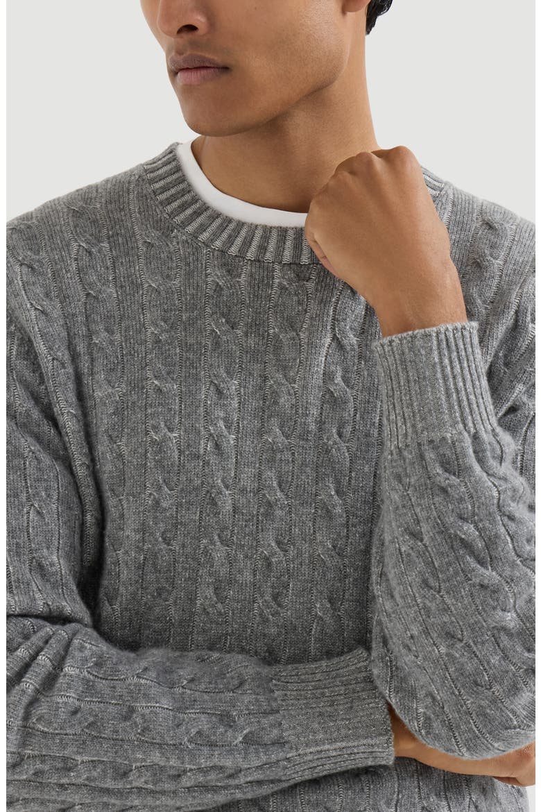 Cashmere vanisé cable knit sweater, Alternate, color, Dark Grey