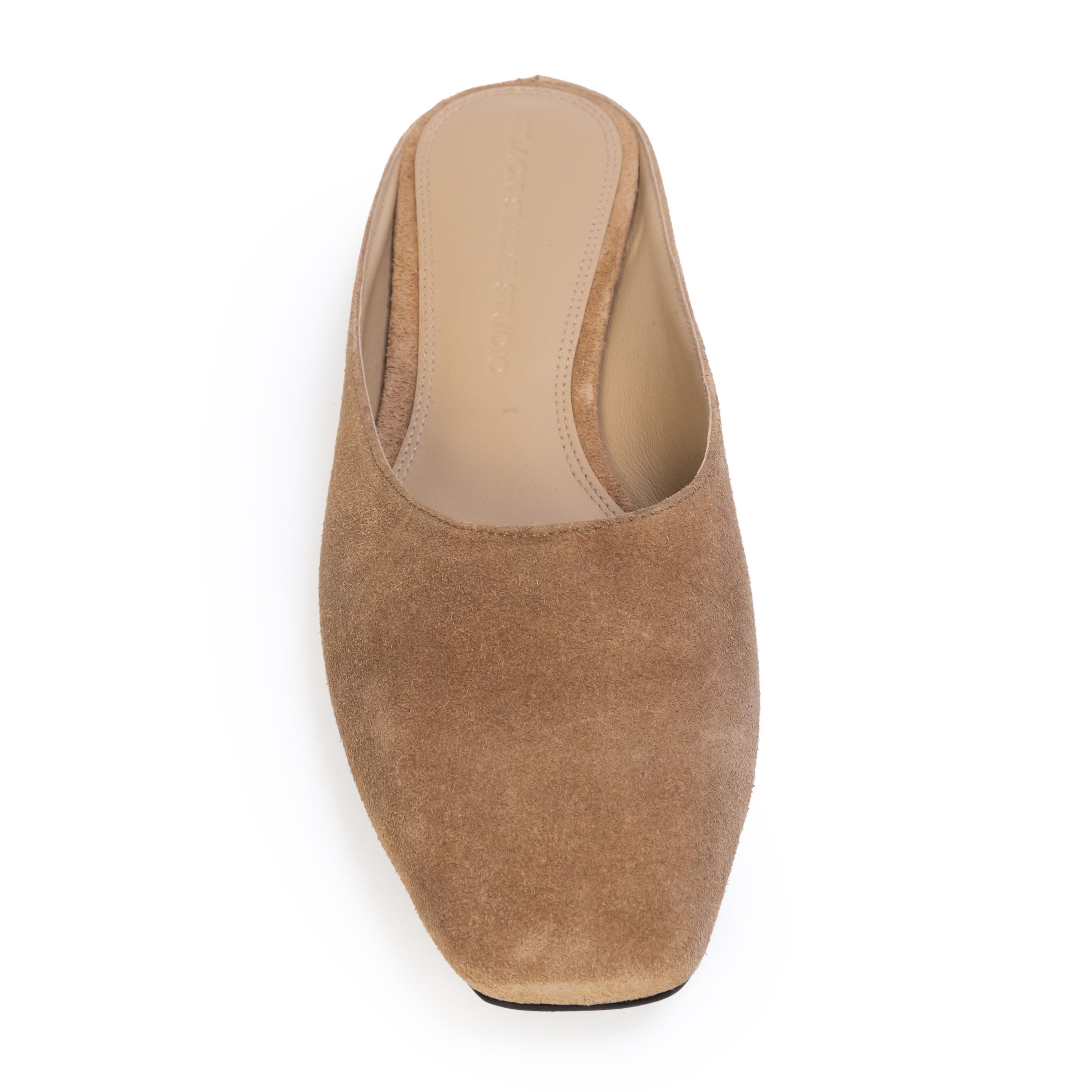 Lucia Suede Backless Ballerina, Alternate, color, Latte Suede