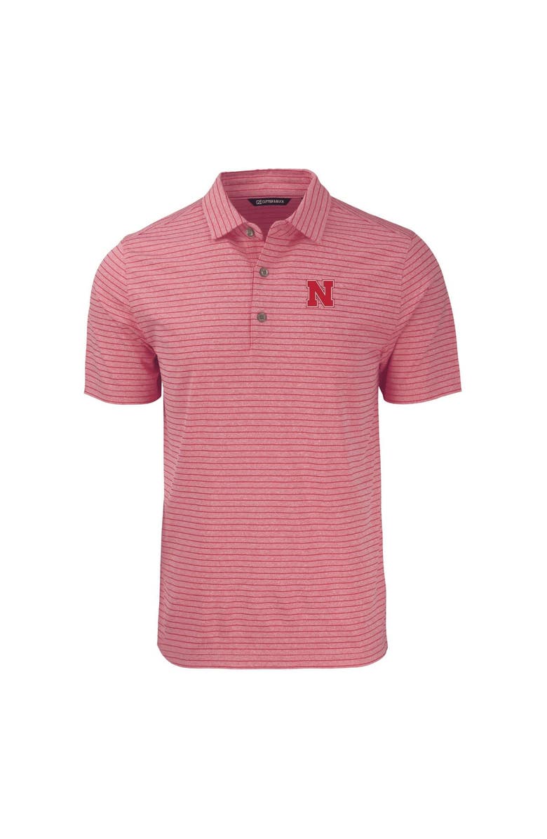 Cutter & Buck Men's Cutter & Buck Heather Scarlet Nebraska Huskers Big & Tall Forge Eco Stripe Stretch Recycled Polo, Alternate, color,