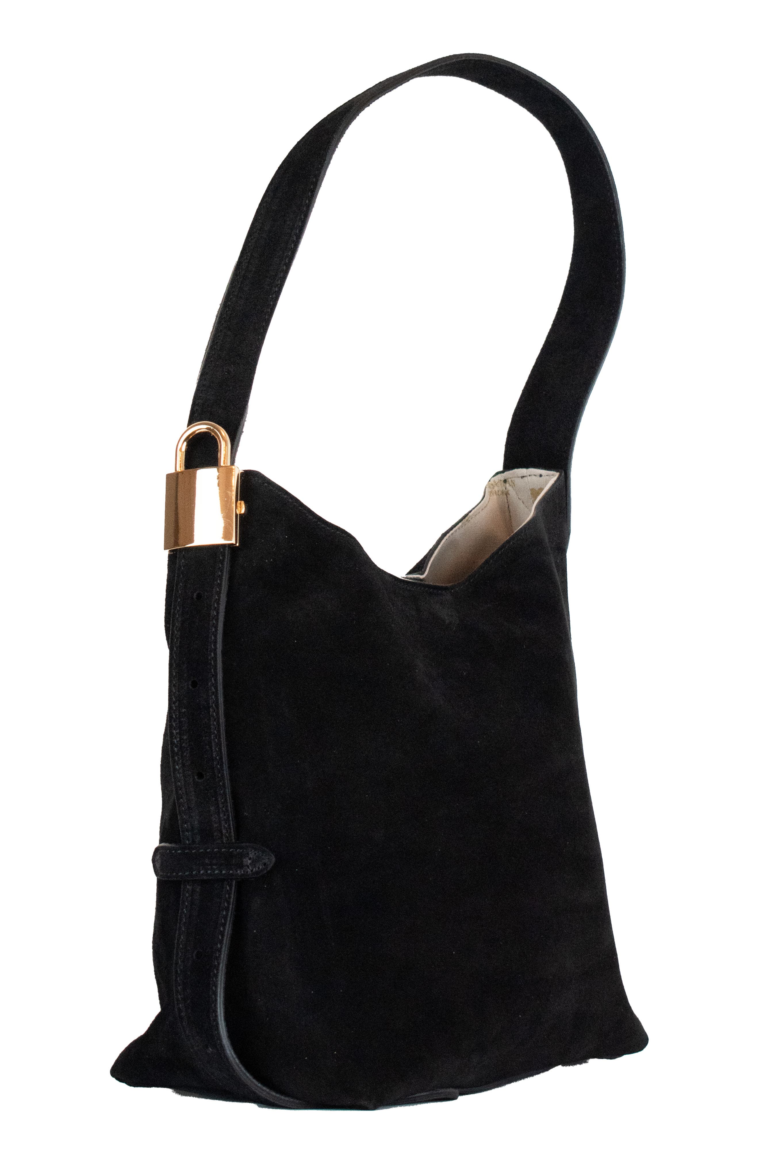Persaman New York Lock Suede Tote Bag, Alternate, color, Black