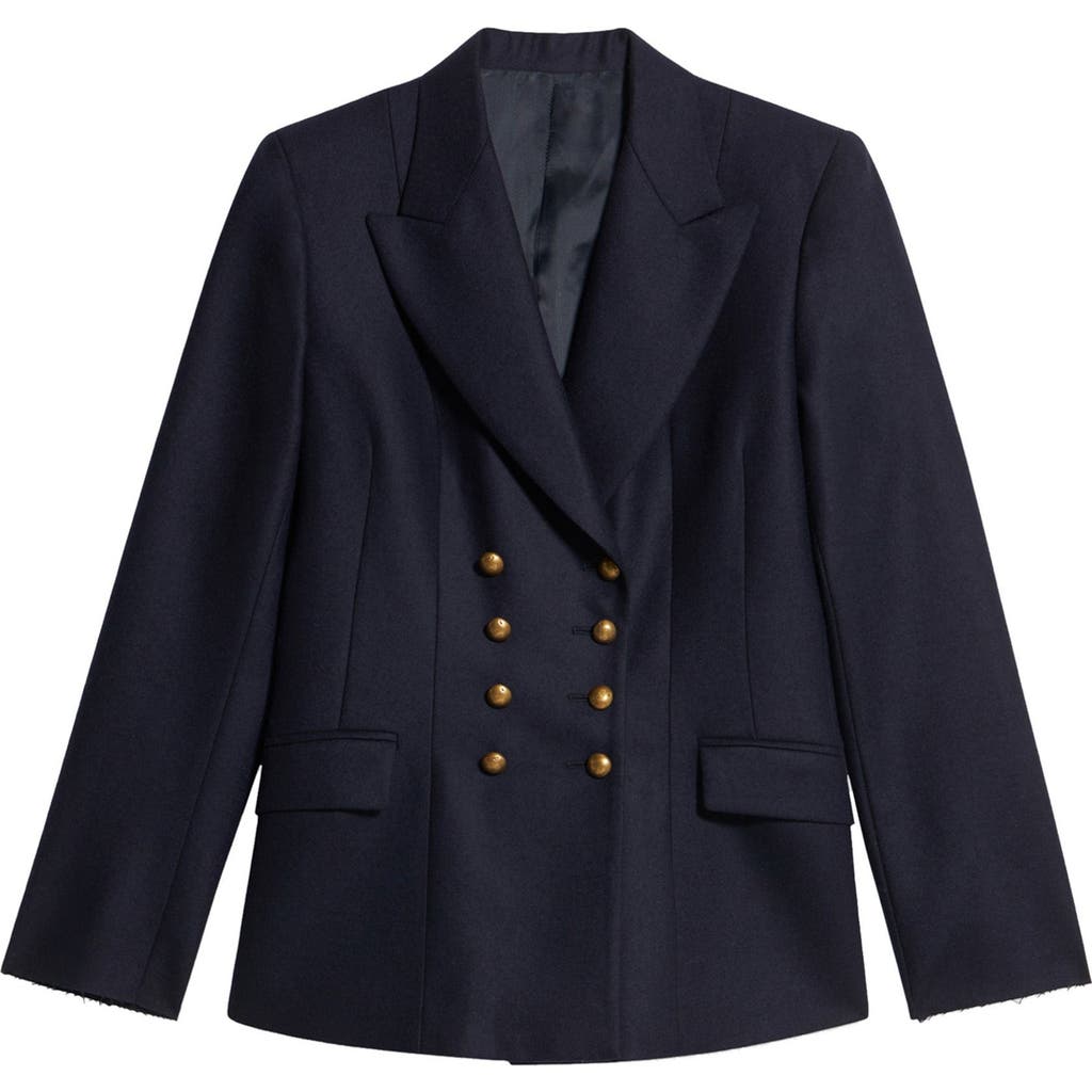 Fortela Laureen Classic Double-breasted Wool Jacket In Blue