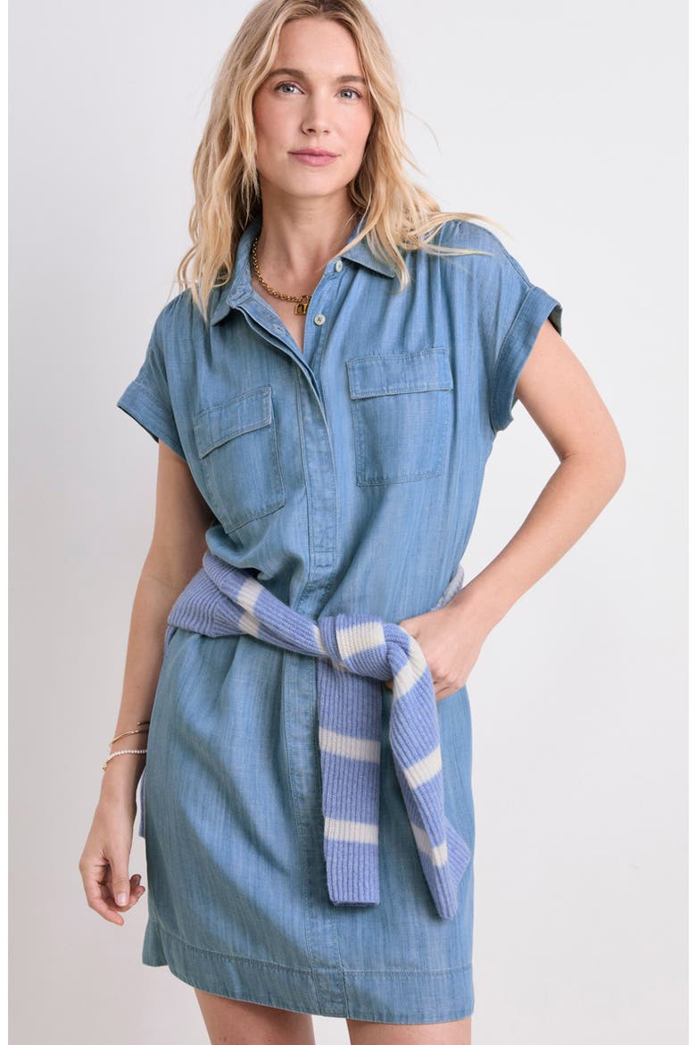 Margo Chambray Popover Shirtdress, Alternate, color, BLUE MIRAGE