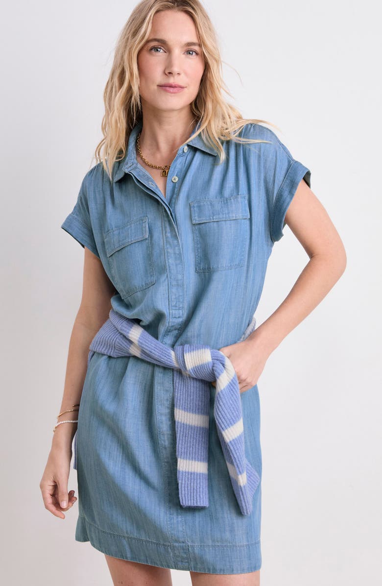 vineyard vines Margo Chambray Popover Shirtdress, Alternate, color, Blue Mirage