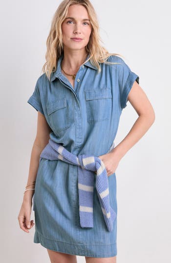 Chambray Popover Dress Vineyard Vines Denim Dress Margo Chambray