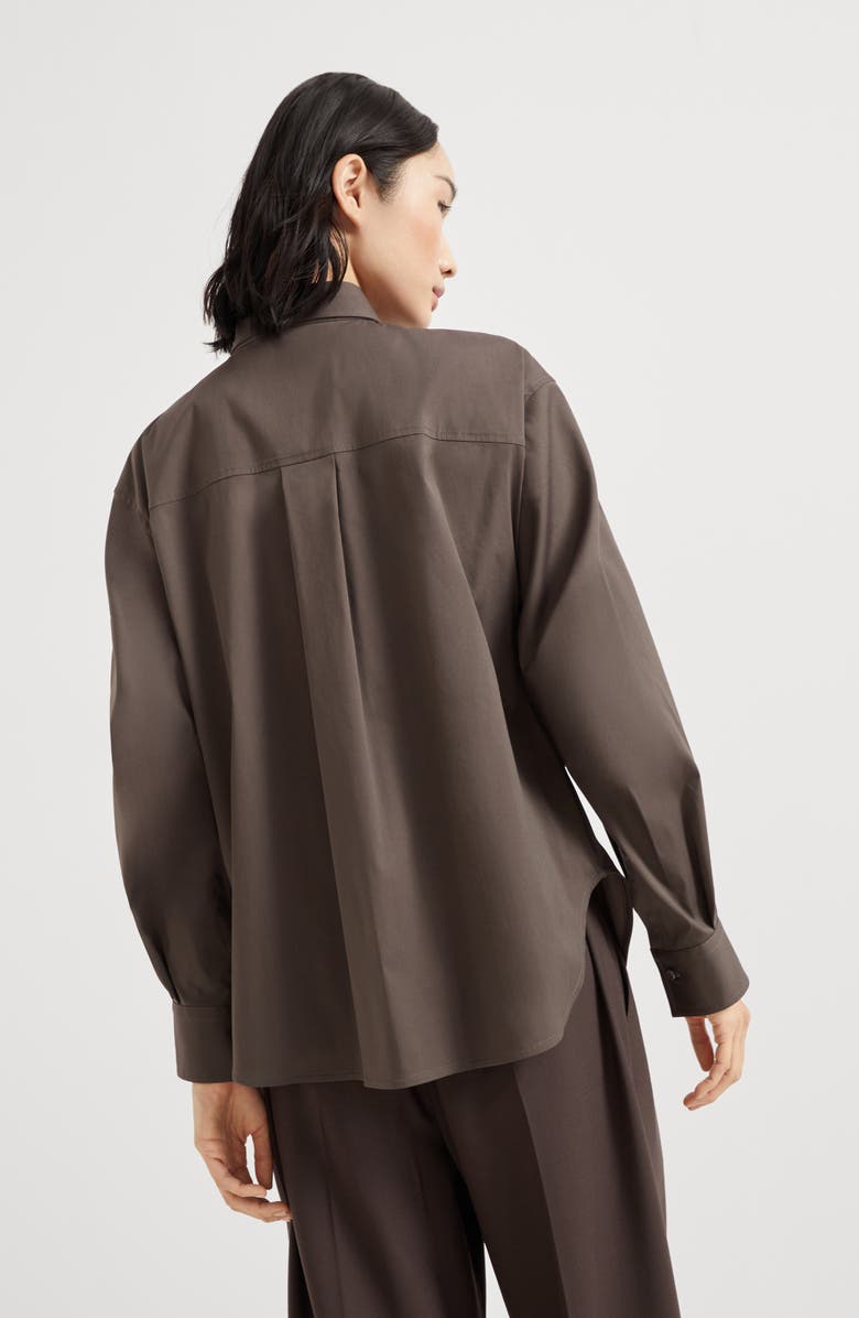 Brunello Cucinelli Stretch poplin shirt, Alternate, color, Chocolate