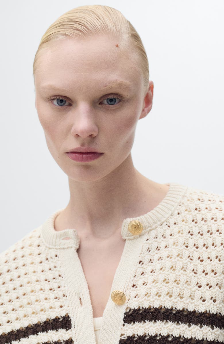 MANGO Stripe Openwork Cardigan, Alternate, color, 