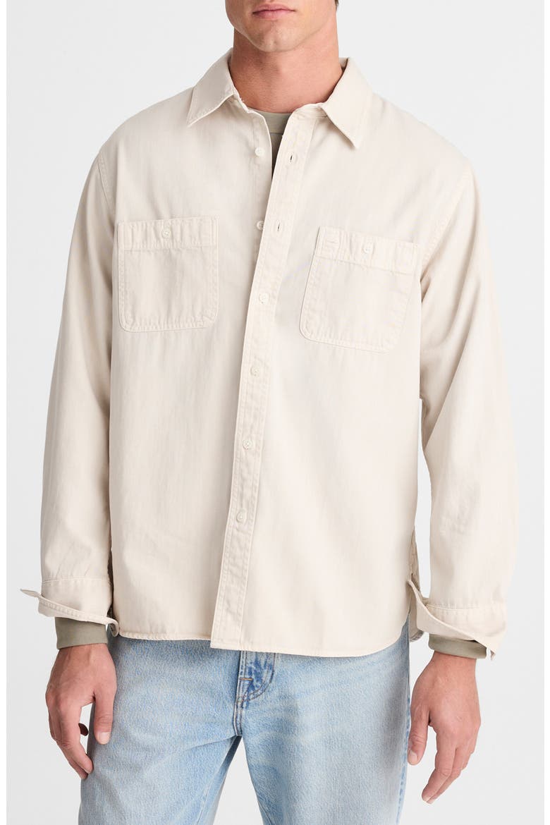 Cotton Button-Up Work Shirt, Main, color, FORM GREY
