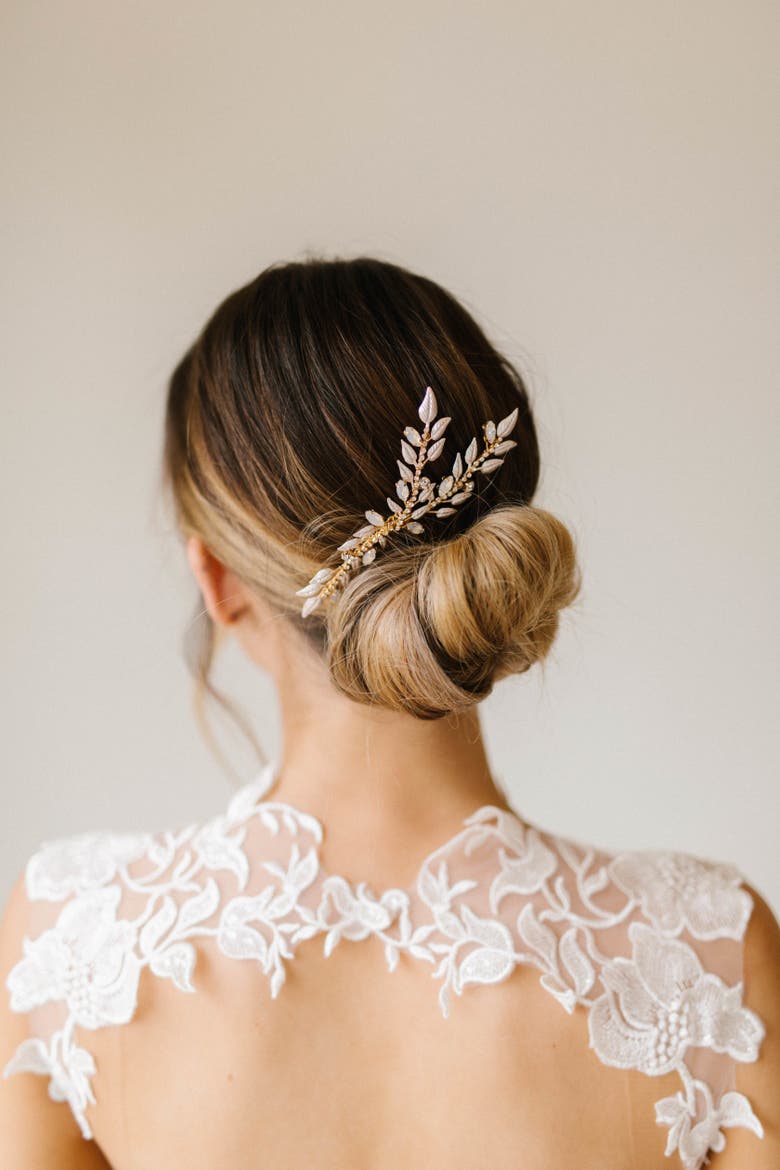 Faye Bridal Comb, Alternate, color, Gold
