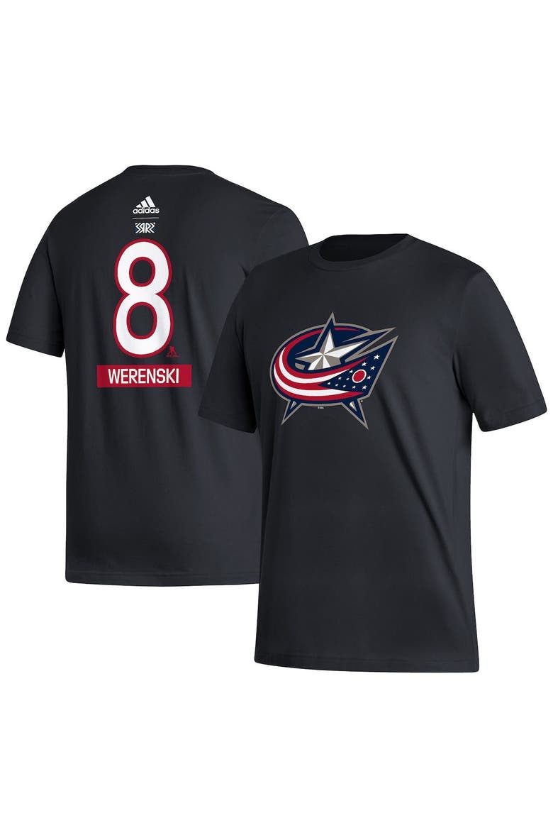 Men's adidas Zach Werenski Black Columbus Blue Jackets Reverse Retro 2.0 Name & Number T-Shirt, Main, color, Black