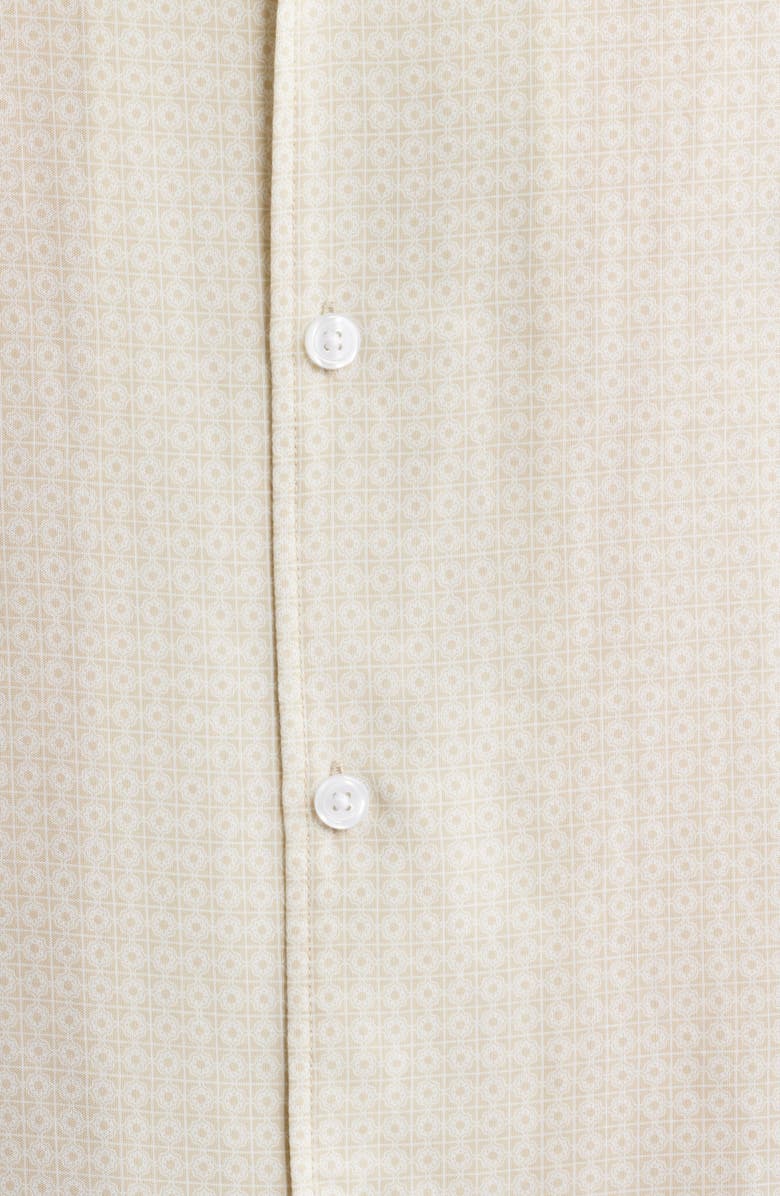 BOSS Lars Relaxed Fit Micropattern Camp Shirt, Alternate, color, Open Beige
