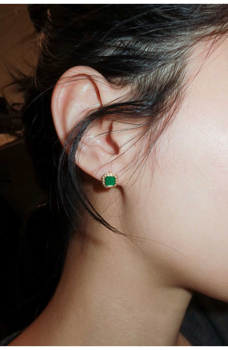 seree Park Green jade square stud earrings, Alternate, color,