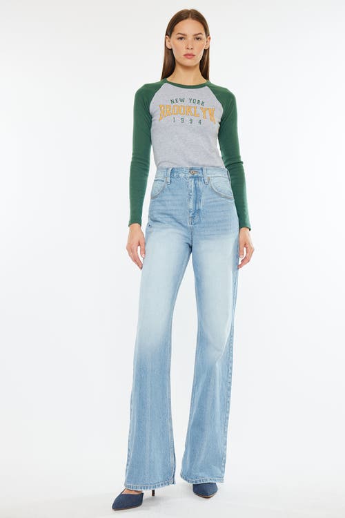 Kancan Janna High Rise 90's Flare Jeans In Light Wash