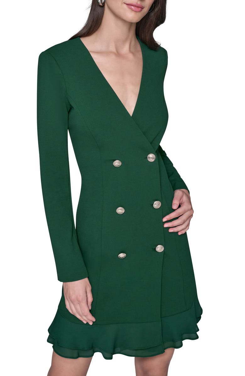 KARL LAGERFELD PARIS Ruffle Hem Scuba Crepe Dress, Alternate, color, Pine