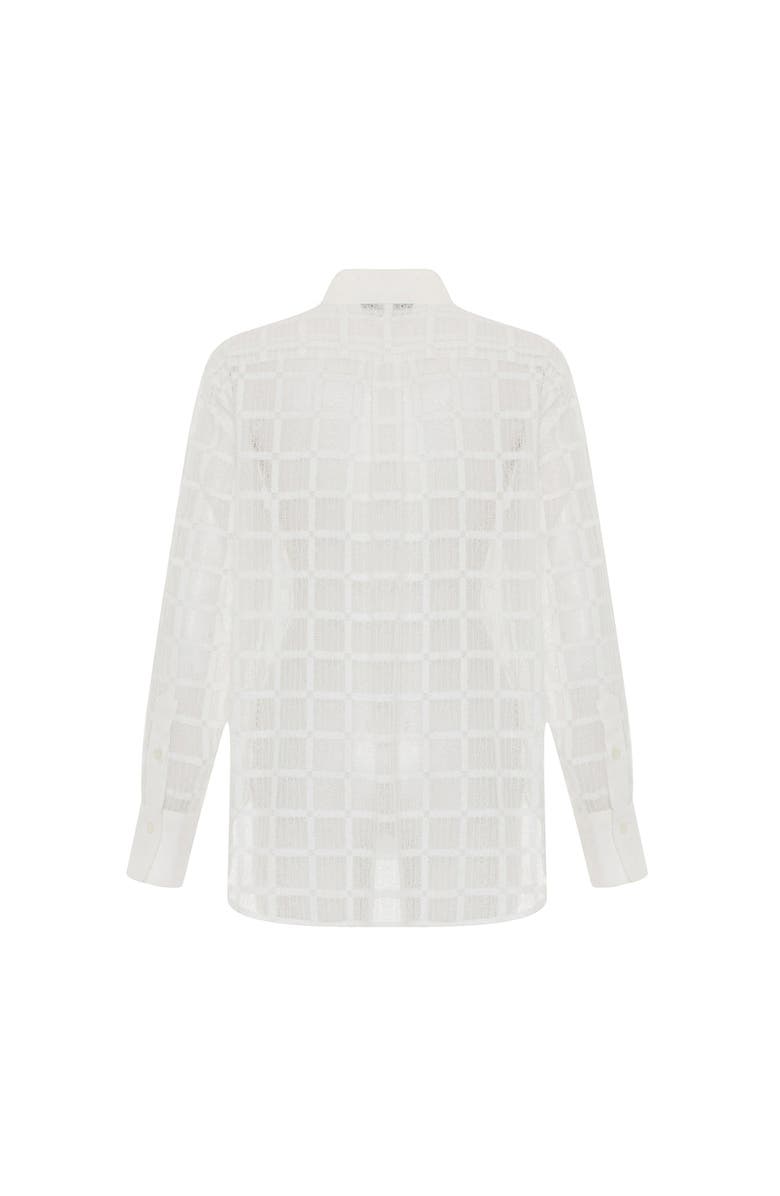 THEO The Label Atropos Windowpane Lace Banker Shirt, Alternate, color, Koffee