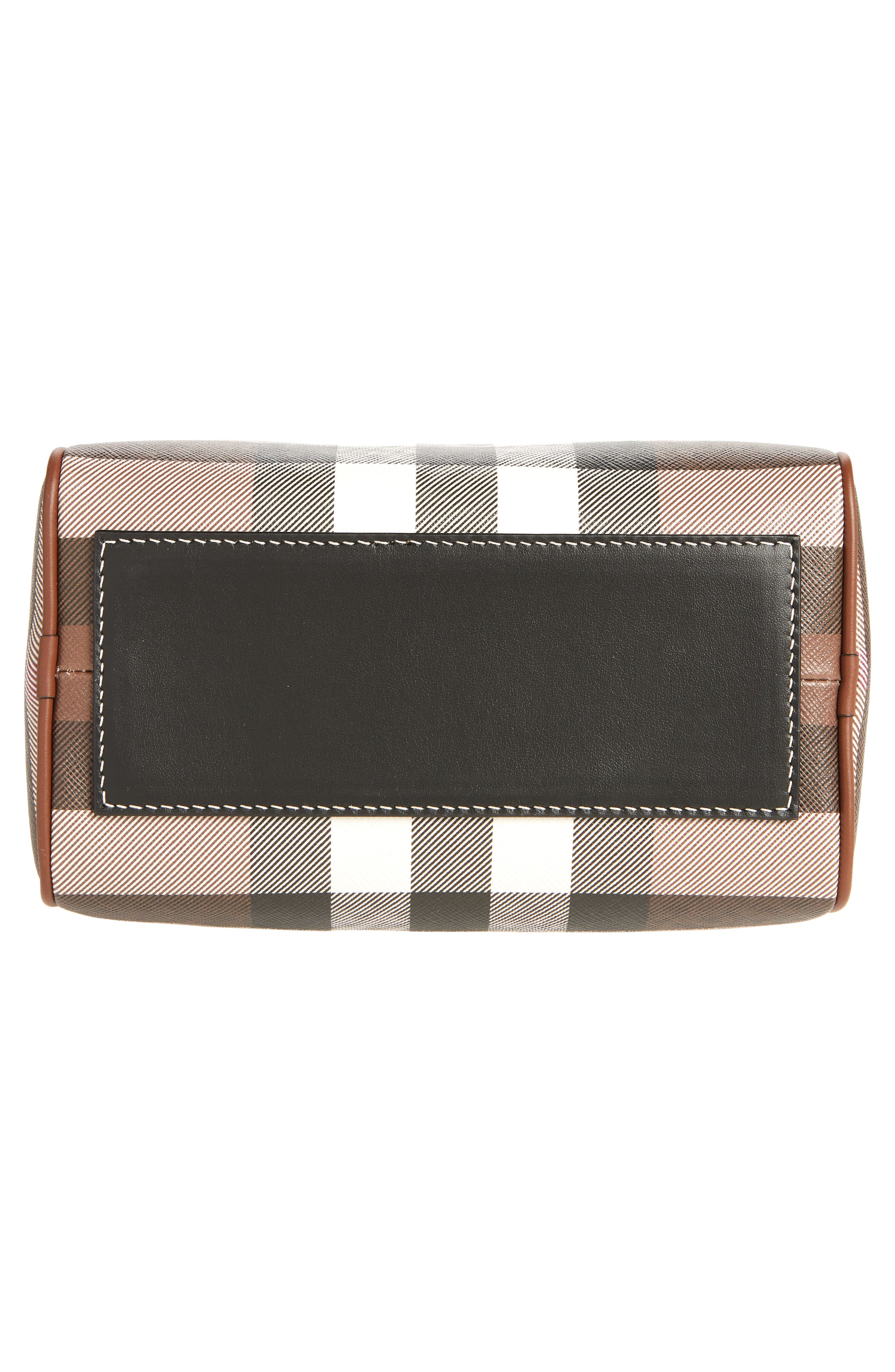 Burberry Mini Check Canvas & Leather Bowling Bag, Alternate, color, Dark Birch Brown Chk