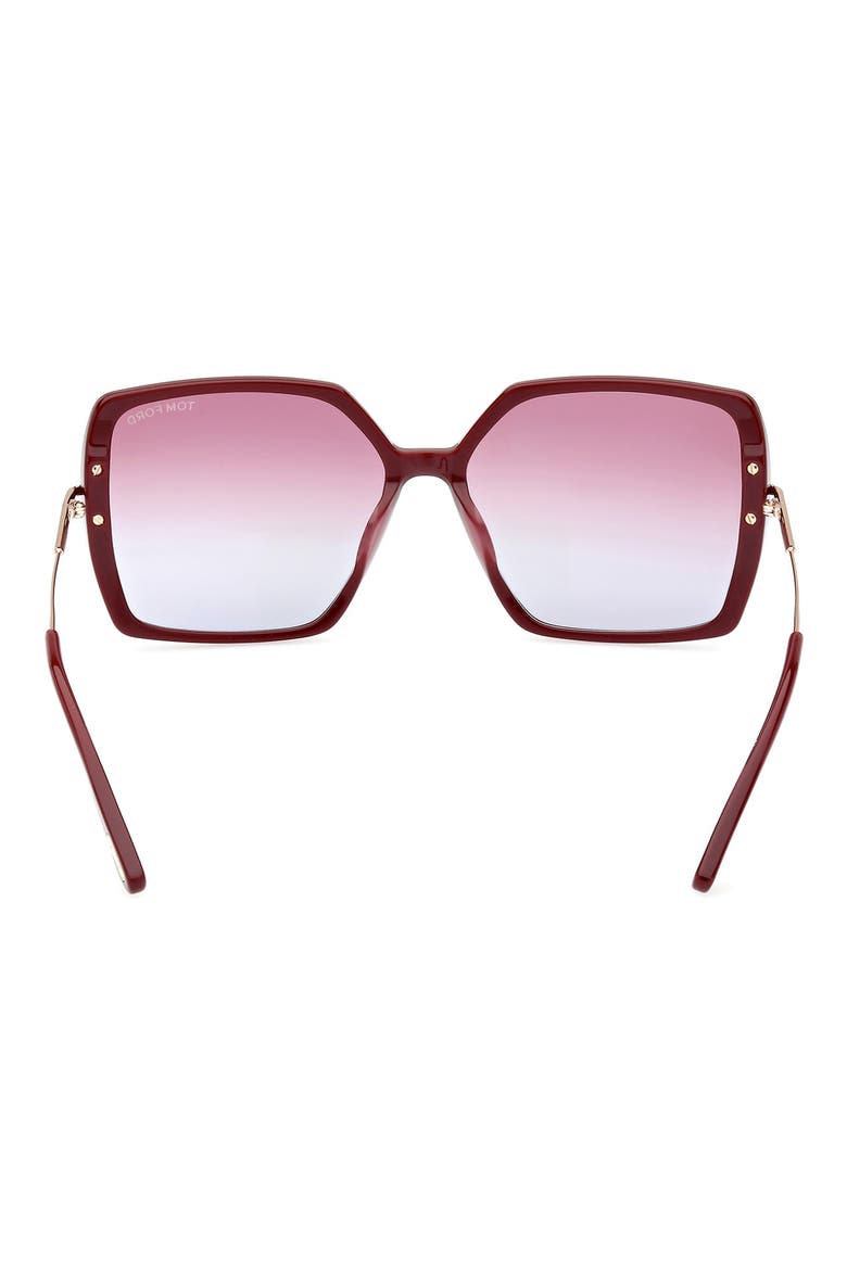 Joanna 59mm Gradient Polarized Butterfly Sunglasses, Alternate, color, SHINY BORDEAUX / ROSE