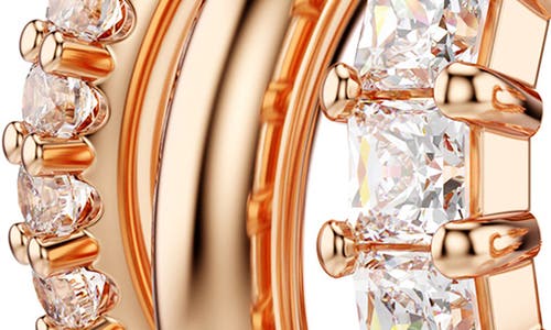 Swarovski Hyperbola Pierced Earrings Rose Gold Shiny Clear In White