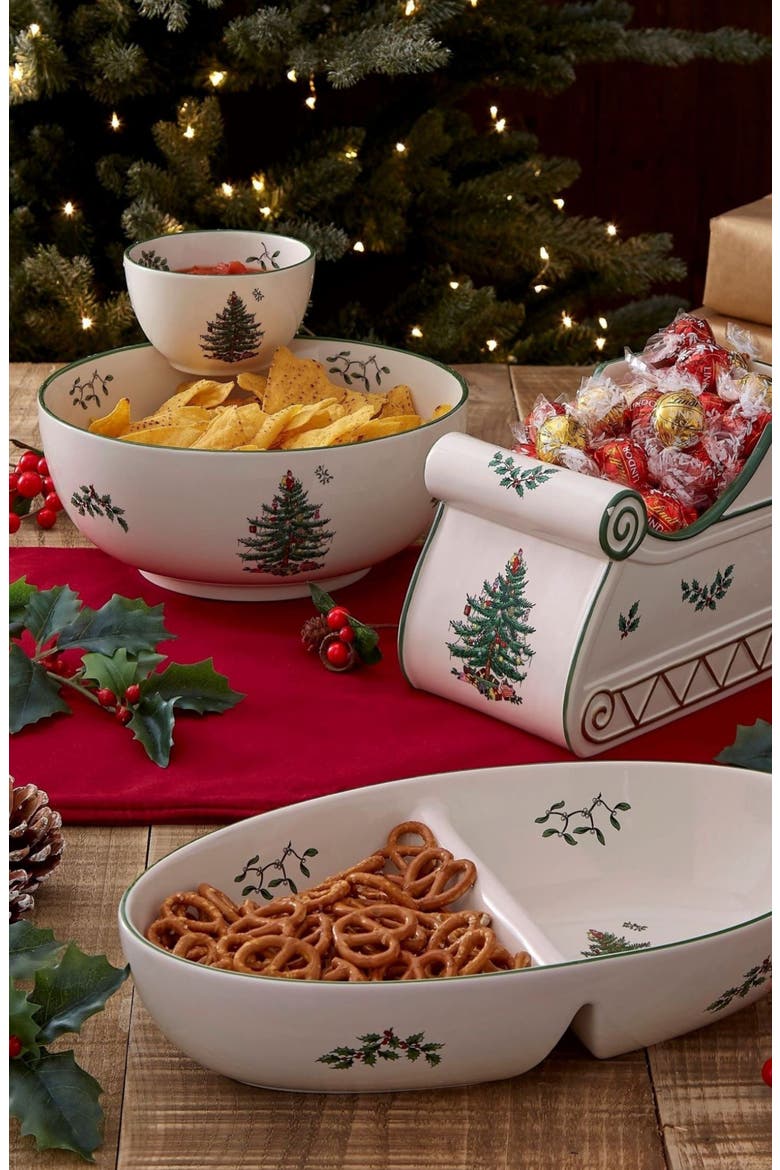 Christmas Tree Tiered Chip & Dip Set, Alternate, color, GREEN