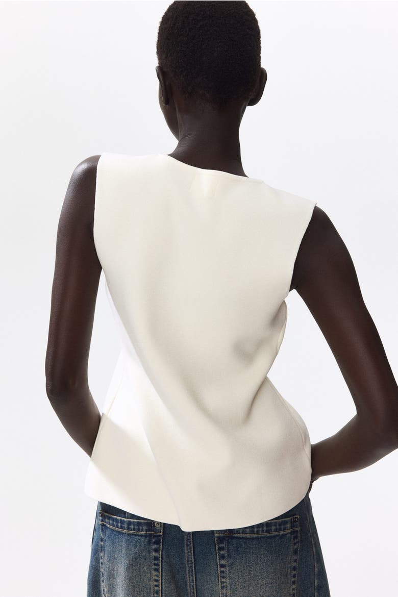 Sleeveless Button-front Top, Alternate, color, Cream
