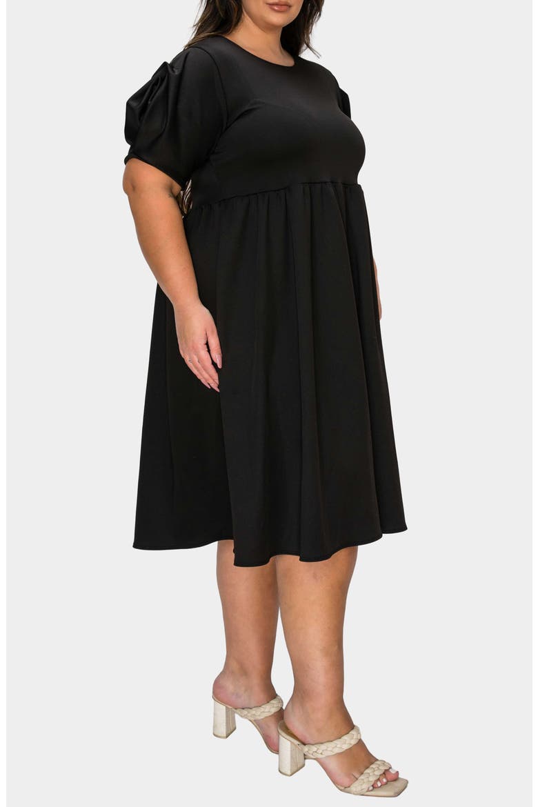 Rosie Florette Puff Sleeve Midi Dress, Alternate, color, BLACK