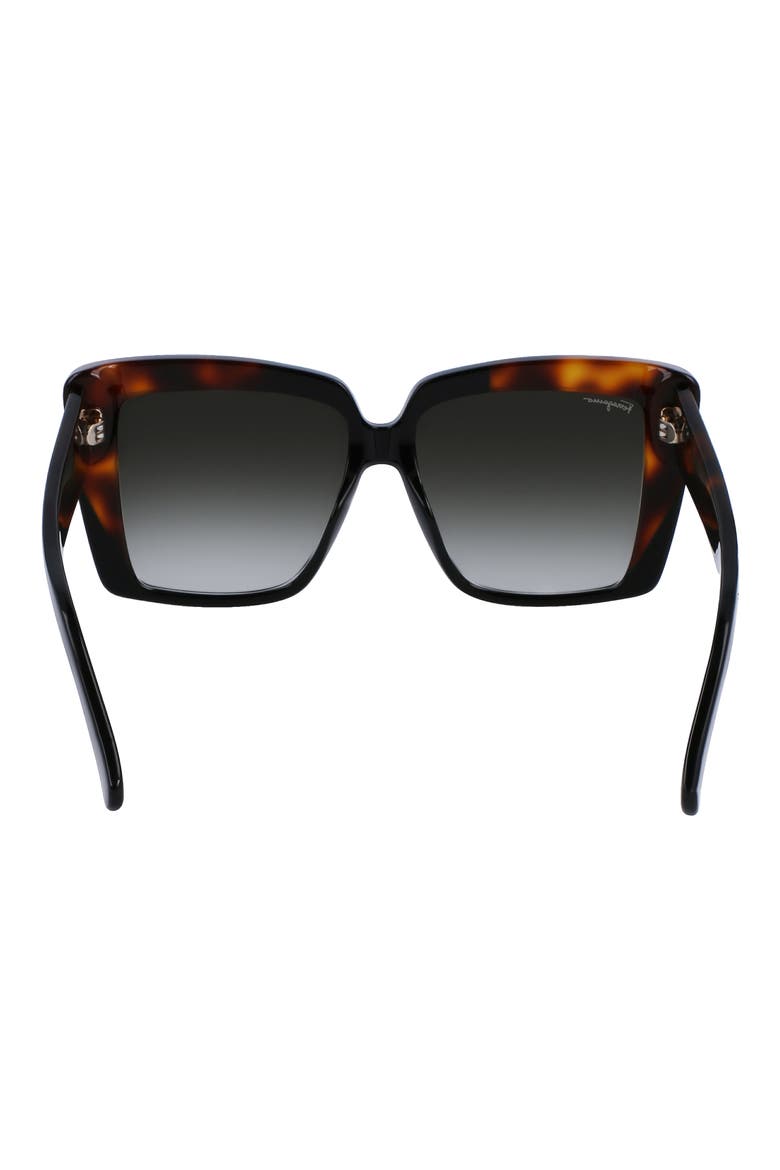 55mm Gradient Rectangular Sunglasses, Alternate, color, BLACK/ TORTOISE