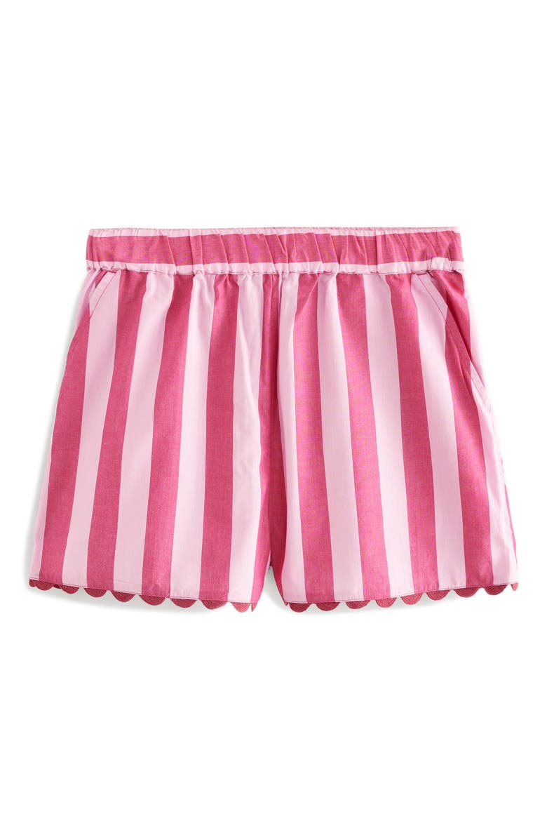 Stripe Cotton Scallop Hem Shorts, Main, color, PINK