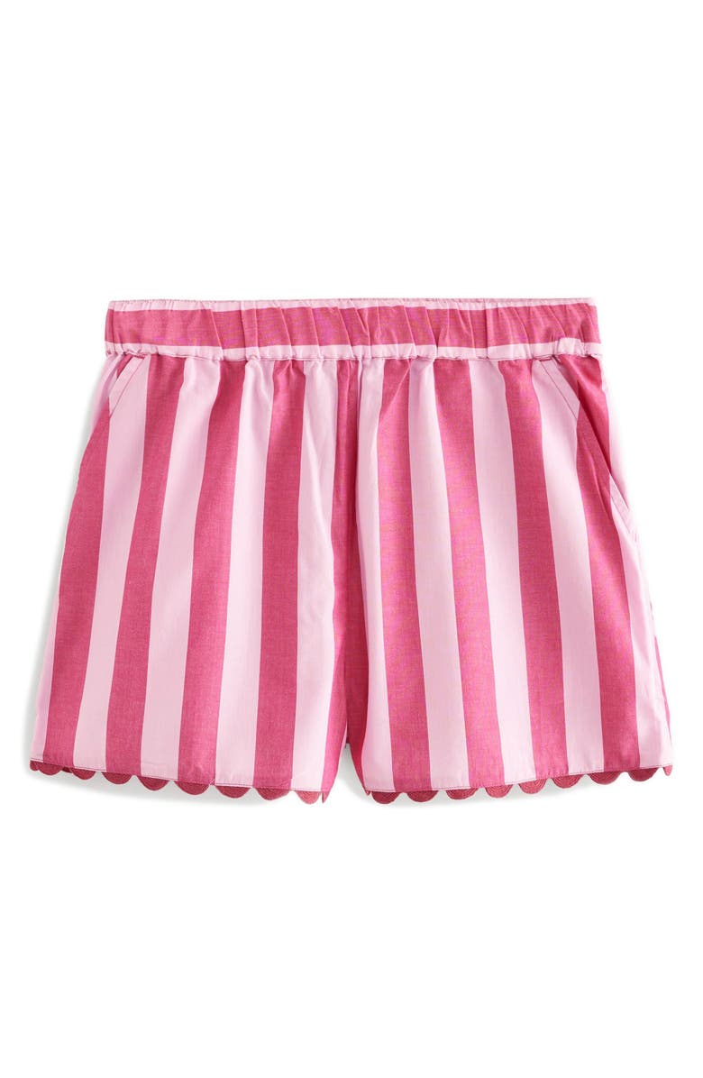 NEXT Stripe Cotton Scallop Hem Shorts, Main, color, Pink