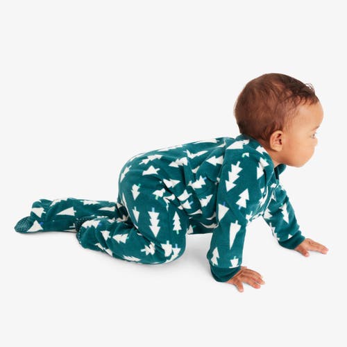 Primary Fleece Zip Footie In Spruce Trees