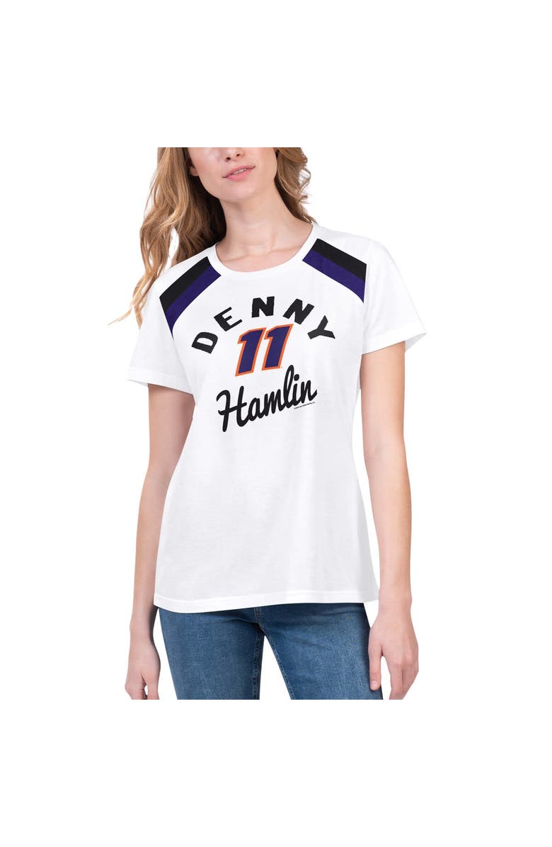 G-III 4HER BY CARL BANKS Women's G-III 4Her by Carl Banks White Denny Hamlin Score T-Shirt, Main, color, 