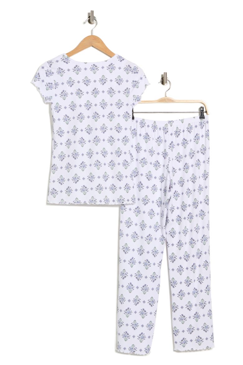 Foulard Print Ribbed Henley & Pants Pajamas, Alternate, color, BLUE FOULARD