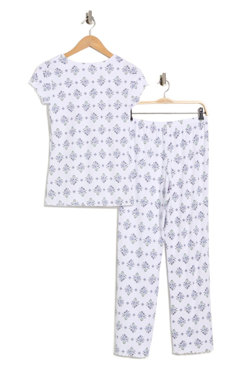 Laura Ashley Foulard Print Ribbed Henley & Pants Pajamas, Alternate, color, Blue Foulard