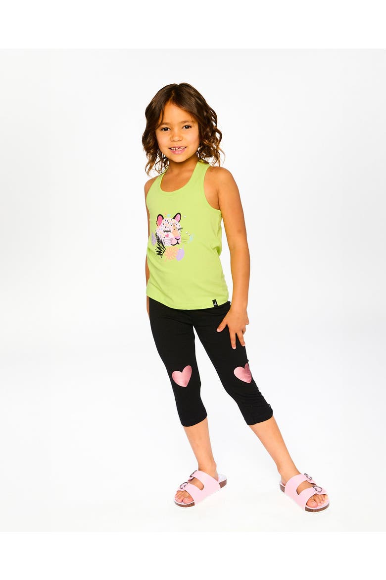 Organic Cotton Jersey Capri with Knee Foil Heart Print, Alternate, color, Black