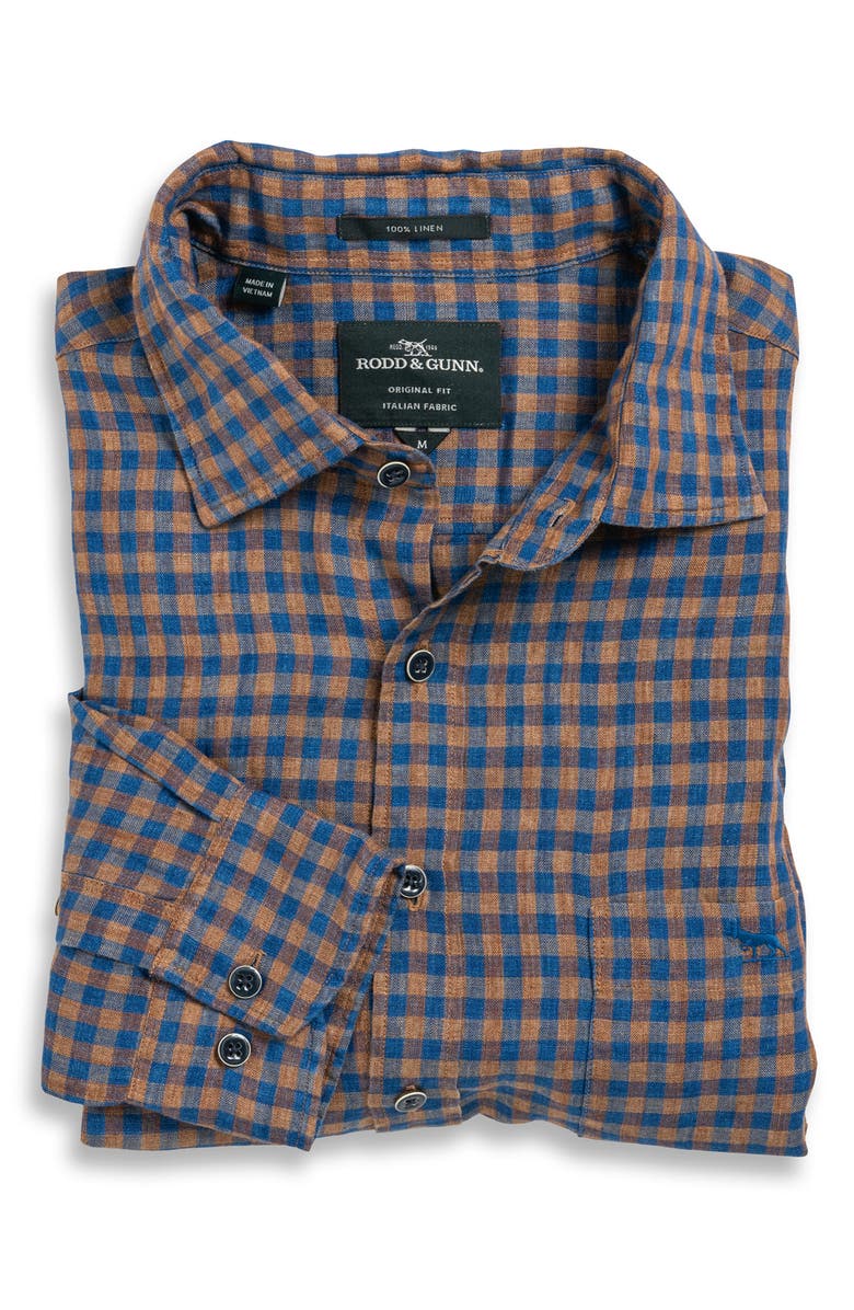 Rodd & Gunn White Pine Avenue Check Linen Button-Up Shirt, Alternate, color,