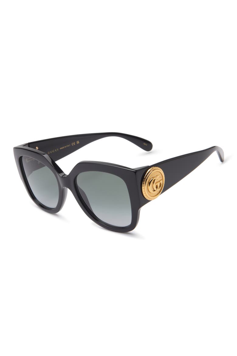 54mm Square Sunglasses, Alternate, color, BLACK BLACK GREY