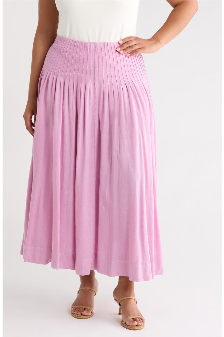 Pleated Linen Blend Maxi Skirt, Main, color, PINK GALE