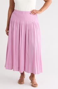Treasure & Bond Pleated Linen Blend Maxi Skirt