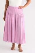 Treasure & Bond Pleated Linen Blend Maxi Skirt