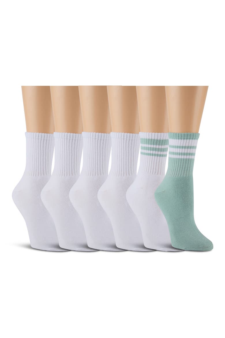 6-Pack Full Cushion Crew Socks, Alternate, color, SILT GREEN/ WHITE
