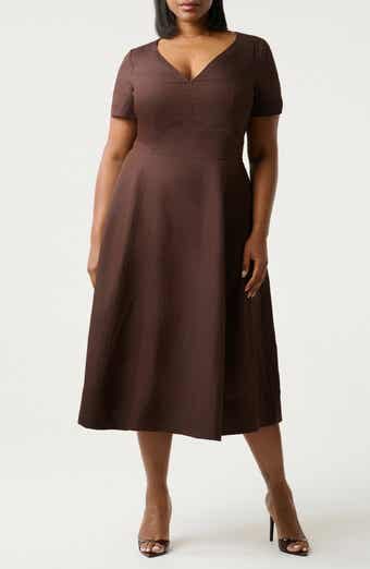 Akira Linen Blend Fit & Flare Midi Dress