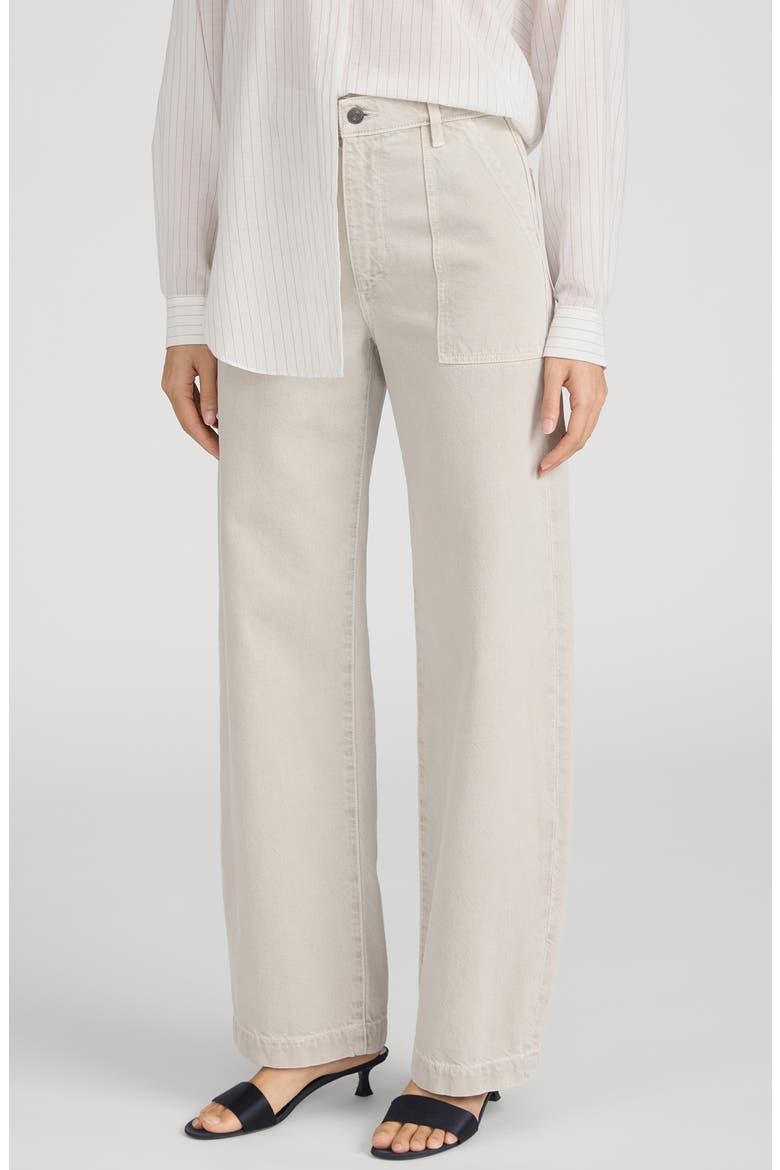 The Bow High Waist Wide Leg Utility Jeans, Alternate, color, FLAX
